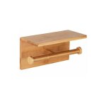 Porte papier toilette duo en bois avec support mobile bambusa wenko double drouleur papier, installation ...