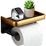 Porte papier toilette, derouleur papier toilette adhesif avec tablette, 2 m�thodes de montage (autocollant ...