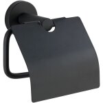 Porte papier toilette wenko bosio black inox noir 15 cm support papier toilette mural design avec couvercle ...