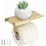 Porte papier toilette mural avec etag�re de t�l�phone - derouleur papier en acier inox pour salle de ...
