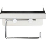 Porte papier toilette mural sans perage avec grande tablette de rangement, acier inox, 16x12, 5x11, ...