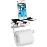 Porte papier toilette mural avec support smartphone, support papier toilette fixation sans perçage, acier ... Porte papier toilette mural avec support smartphone, support papier toilette fixation sans perçage, acier ...