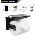 Porte - papier toilette noir, porte - rouleau de papier toilette en acier inoxydable 304 avec �tag�re ...