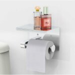 Porte papier toilette, support papier rouleau sans percage derouleur papier wc, distributeur papier avec ...