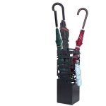 Porte parapluie en m�tal carr�, porteparapluies avec 4 crochets et bac d'�gouttement amovible, motifs ...