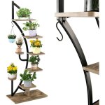 Porte - plante 2 en 1 Étagère à fleurs à 5 niveaux, cadre en fer et crochet, charge max 20kg par planche, ... Porte - plante 2 en 1 Étagère à fleurs à 5 niveaux, cadre en fer et crochet, charge max 20kg par planche, ...