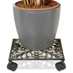 Porte - plantes � 4 roulettes, design antique, stable & r�sistant aux intemp�ries, carr�, 27, 5 x 27, ...