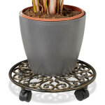 Porte - plantes � 4 roulettes, design antique, stable et r�sistant aux intemp�ries, rond, � env. 33, ...