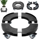 Porte plante ronde � roulettes charge lourde, capacit� de 220kg, support pour plantes interieur adjustable ...
