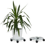 Porte plantes à roulettes, lot de 2, avec freins support pot de fleurs rond en métal hxlxp: 6 x 32 x ... Porte plantes à roulettes, lot de 2, avec freins support pot de fleurs rond en métal hxlxp: 6 x 32 x ...