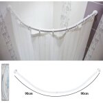 Porte - rideau de douche blanc salle de bain 90x90cm tringle cintrée Porte - rideau de douche blanc salle de bain 90x90cm tringle cintrée