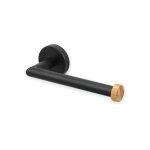 Porte rouleau papier wc mural iana acier & bambou noir mat msv