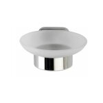 Porte savon mural mezzano, porte savon rond � fixer au mur, acier inox - verre satin�, 11x5, 5x13 cm, ...