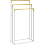 Porte - serviette autoportant 3 barres - dim. 45l x 22l x 86h cm - bois bambou acier blanc