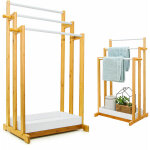 Dunedesign - porte serviette en bambou - 45x35x84 sche serviettes sur pied - salle de bain