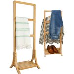Dunedesign - porte serviette en bambou durable 40x30x102cm sche serviettes sur pied salle