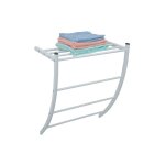 Msv - porte serviettes & �tag�re murale en acier blanc