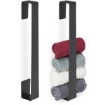 Relaxdays - porte - serviettes mural, lot de 2, barre chiffon 45 cm, inox, autocollant, salle de bain, ...