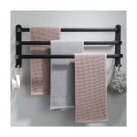 Porte - serviettes mural en aluminium 3 niveaux avec crochets 60 cm porte - serviettes noir étanche pour ... Porte - serviettes mural en aluminium 3 niveaux avec crochets 60 cm porte - serviettes noir étanche pour ...