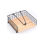 Msv - porte serviettes papier de table avec barre de maintien design industriel bois & acier elie noir ...