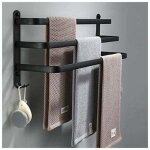 Porte serviettes salle de bains, barres porte serviettes mural noir adhesif pour douche et cuisine, �tanche ...