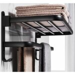 Porte serviettes salle de bains, �tag�re de rangement pliable mont�e ?, espace aluminium, porte serviette ...