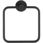 Porte - serviettes wenko bosio black noir inox 16x18 cm anneau porte - serviettes mural design noir mat ...