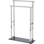 Wenko - porte serviette salle de bain sur pied, lava, acier inox - verre tremp, 50x20x82 cm, brillant ...