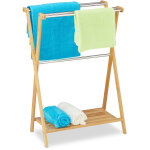 Relaxdays - porte - serviettes sur pieds, 5 barres, bambou, acier inoxydable, support à lavettes de salle ... Relaxdays - porte - serviettes sur pieds, 5 barres, bambou, acier inoxydable, support à lavettes de salle ...