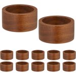 Relaxdays - porte - serviettes de table, lot de 12, bois, 2, 5 x 5 cm, rond pour serviette en papier ...