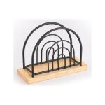 Msv - porte serviettes de tables design industriel bois & acier elie noir mat
