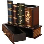 Porte - stylo en bois vintage r�tro stylo tasse avec tiroir crayon organisateur stand pot en maquillage ...
