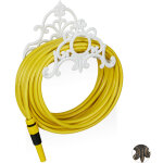 Porte tuyau arrosage support tuyau arrosage fonte fer hxlxp: 24 x 31, 5 x 15 cm, blanc - relaxdays