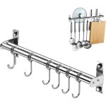 Porte - ustensiles de cuisine avec 6 crochets - support mural en acier inoxydable - pour salle de bain, ...