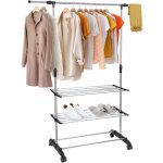 Porte vtement sur pied cintre tiges, portant  vtements  roulettes, tringle extensible pour charge(91 ...