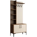 Portemanteaux avec �tag�res vicente l90xh200cm bois fonc� et blanc cr�me