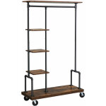 Vasagle - portemanteau mobile, vestiaire sur roulettes, meuble d'entre, portant  vtements  5 niveaux, ...