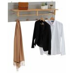Idimex - portemanteau mural 4 accroches 1 tagre bolton en pin massif gris et brun