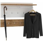 Idimex - portemanteau mural viella 9 patres, en mlamin chne wotan et blanc