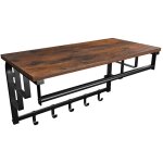 Portemanteau mural avec �tag�re de rangement, �tag�re murale avec 5 crochets amovibles, �tag�re suspendue ...