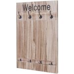 Hhg - portemanteau mural 921, welcome, 91x60cm, brun naturel shabby