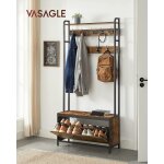 Vasagle - portemanteau, vestiaire d'entr�e avec banc, 9 crochets et �tag�re, 30 x 85 x 180 cm, style ...