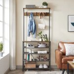 Vasagle - portemanteau, vestiaire industriel, meuble entre, avec tagres  chaussure s 5 niveaux, 5 ...