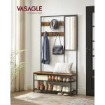 Vasagle - portemanteau, vestiaire, meuble d'entre, 35 x 98 x 180 cm, avec miroir, banc et tagre  ...