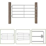 Portillon � 5 barres acier (95 - 170)x90 cm argent� - portillon agricole - portails de ferme - cl�ture ...