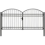 Portillon double porte avec dessus arqué acier 300x150 cm noir Portillon double porte avec dessus arqué acier 300x150 cm noir