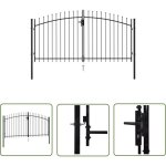 Portillon double porte avec dessus � pointe acier 3x1, 5 m noir - portail de jardin - portillon - cl�ture ...