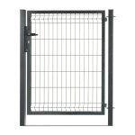 Portillon grillag en acier galvanis maille 200 x 50 occultable passage 1m x h 1m30 gris anthracite