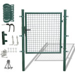 Portillon de jardin grillag�, en acier galvanis�, cl�ture avec serrure, porte 100 x 100cm, vert - swanew ...