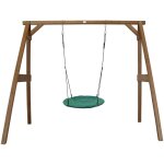 Axi - portique en bois fsc marron avec balanoire nid d'oiseau enfant 100 cm summer balanoire ronde ...